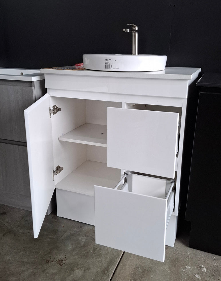 Ex-Display: Crystal 750mm Floor Standing Vanity with Stone Top