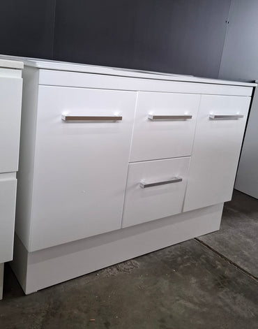 Ex-Display: Duo 1200mm Double Bowl Floor Standing Vanity with Ceramic Top