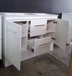 Ex-Display: Duo 1200mm Double Bowl Floor Standing Vanity with Ceramic Top