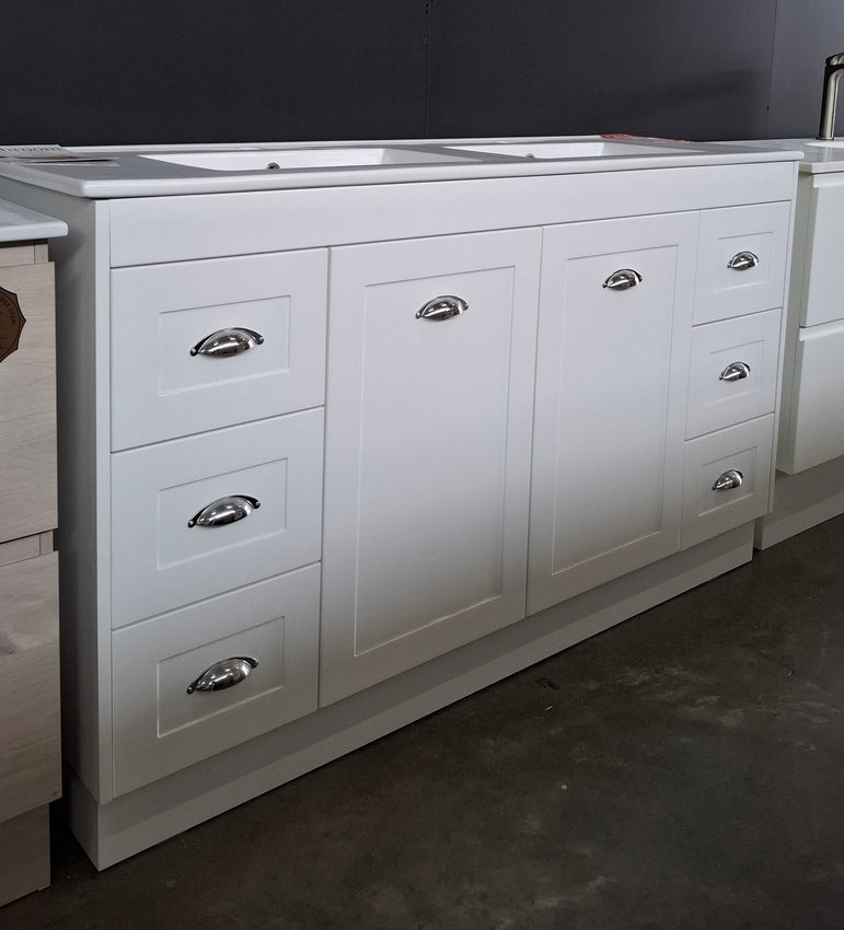 Ex-Display: Artisan 1500mm Double Bowl Floor Standing Vanity with Ceramic Top