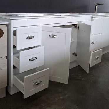 Ex-Display: Artisan 1500mm Double Bowl Floor Standing Vanity with Ceramic Top