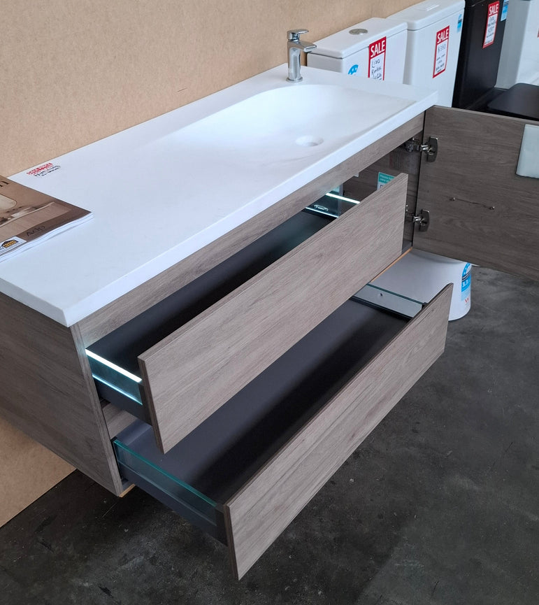 Ex-Display: Drift 1200mm Wall Hung Vanity with Solid Surface Top
