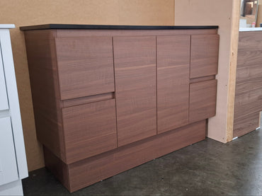 Ex-Display: Edge Walnut 1200mm Floor Standing Vanity with Stone Top