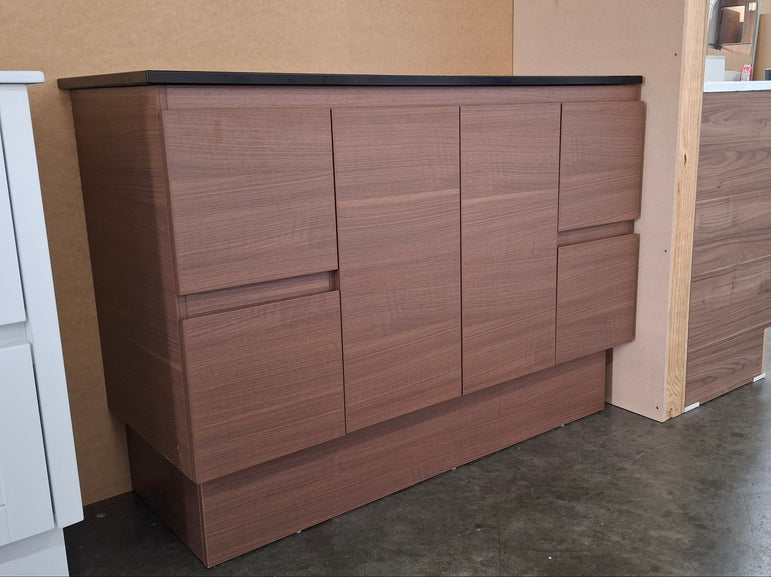 Ex-Display: Edge Walnut 1200mm Floor Standing Vanity with Stone Top
