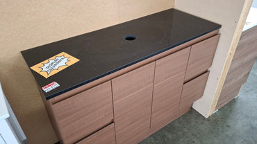 Ex-Display: Edge Walnut 1200mm Floor Standing Vanity with Stone Top