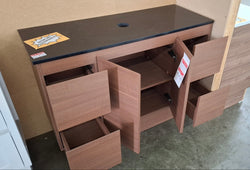 Ex-Display: Edge Walnut 1200mm Floor Standing Vanity with Stone Top
