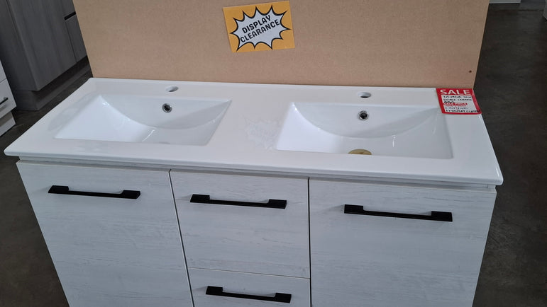 Ex-Display: Nevada 1200mm Double Bowl Floor Standing Vanity with Ceramic Top