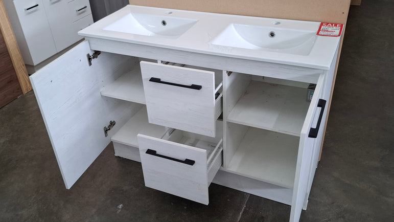 Ex-Display: Nevada 1200mm Double Bowl Floor Standing Vanity with Ceramic Top