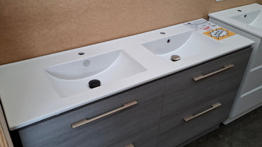 Ex-Display: Nevada Plus 1500mm Double Bowl Floor Standing Vanity with Ceramic Top