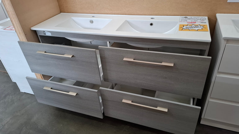 Ex-Display: Nevada Plus 1500mm Double Bowl Floor Standing Vanity with Ceramic Top