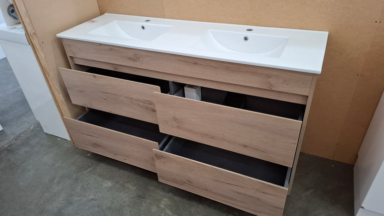 Ex-Display: Weston 1500mm Double Bowl Floor Standing Vanity with Ceramic Top