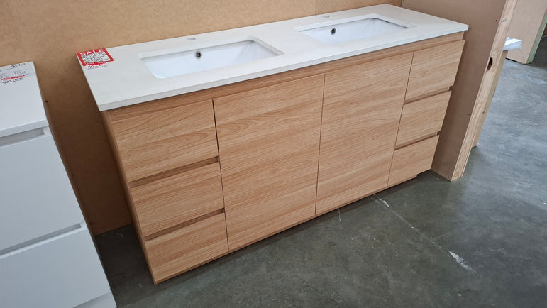 Ex-Display: Glacier Trio Lite 1500mm Floor Standing Vanity with Stone Top