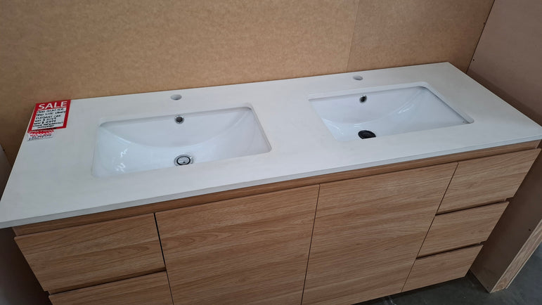 Ex-Display: Glacier Trio Lite 1500mm Floor Standing Vanity with Stone Top