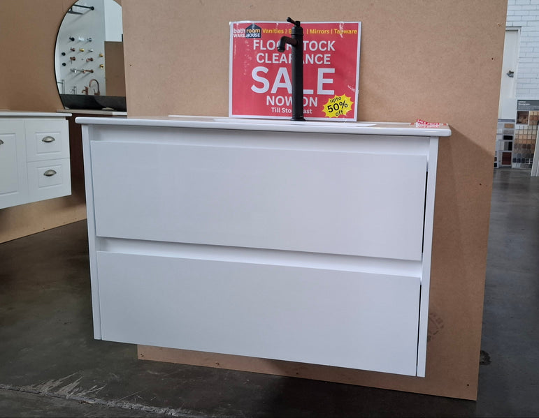 Ex-Display: Ivory 900mm Wall Hung Vanity with Ceramic Top