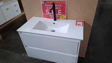 Ex-Display: Ivory 900mm Wall Hung Vanity with Ceramic Top