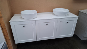 Ex-Display: Glacier All Door Wall Hung Vanity with Stone Top