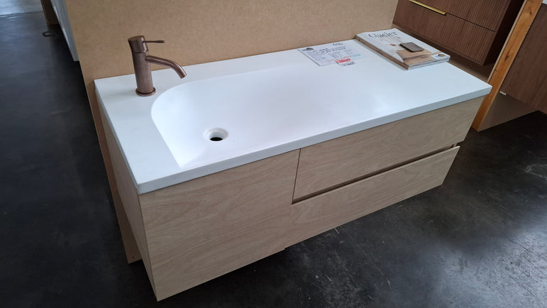 Ex-Display: Drift 1200mm Wall Hung Vanity with Solid Surface Top