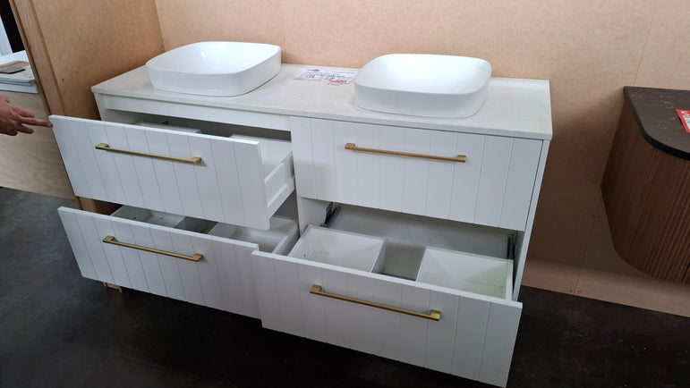 Ex-Display: Mosman 1500mm Double Bowl Wall Hung Vanity with Stone Top