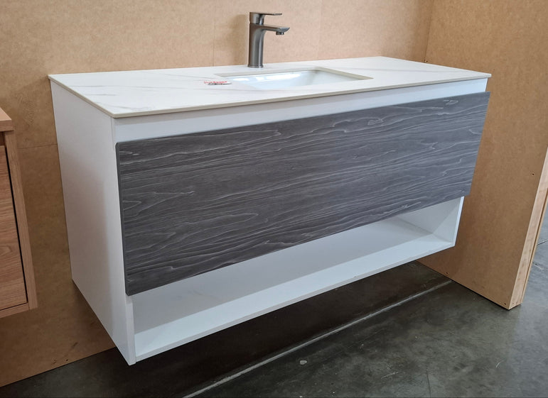 Ex-Display: Marine 1200mm Wall Hung Vanity with Shelf and Stone Top