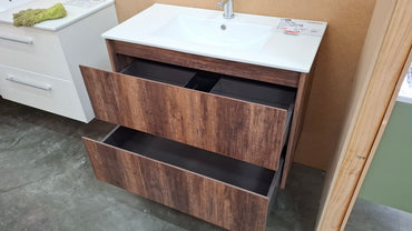 Ex-Display: Swan 900mm Wall Hung Vanity with Ceramic Top