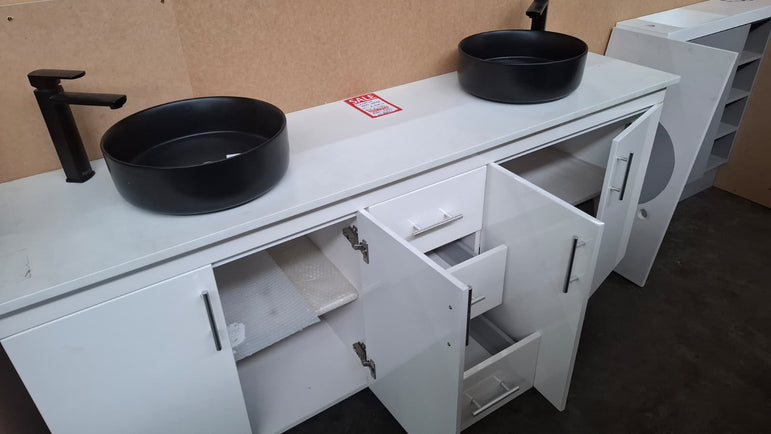 Ex-Display: Granada 1800mm Double Bowl Floor Standing Vanity with Stone Top