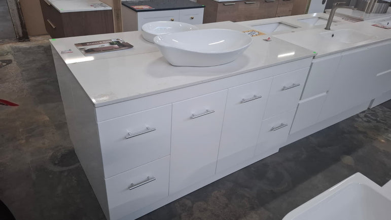 Ex-Display: Torino 1500mm Double Bowl Floor Standing Vanity with Stone Top