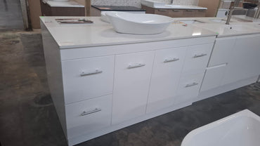 Ex-Display: Torino 1500mm Double Bowl Floor Standing Vanity with Stone Top