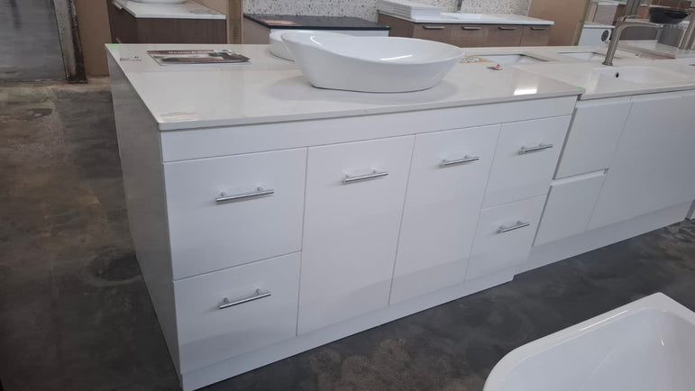 Ex-Display: Torino 1500mm Double Bowl Floor Standing Vanity with Stone Top