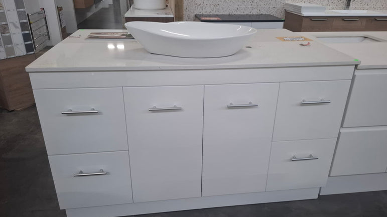 Ex-Display: Torino 1500mm Double Bowl Floor Standing Vanity with Stone Top