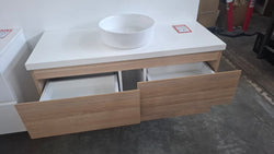 Ex-Display: Glacier Twin 1200mm Wall Hung Vanity with Stone Top
