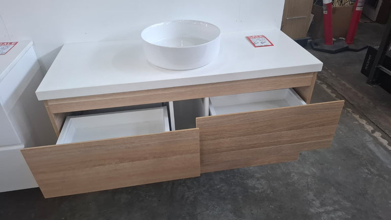 Ex-Display: Glacier Twin 1200mm Wall Hung Vanity with Stone Top