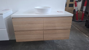 Ex-Display: Glacier Twin 1200mm Wall Hung Vanity with Stone Top