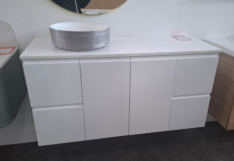 Ex-Display: Fingerpull 1200mm Wall Hung Vanity with Stone Top