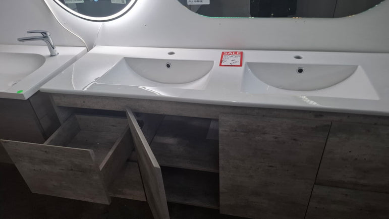 Ex-Display: Edge Industrial 1500mm Wall Hung Vanity with Ceramic Top