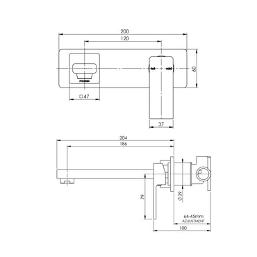 Radii Wall Basin Set 180mm Chrome 4 Star/7 LPM