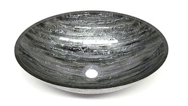 Glass Vessel Ripple Black / Silver Fx Basin