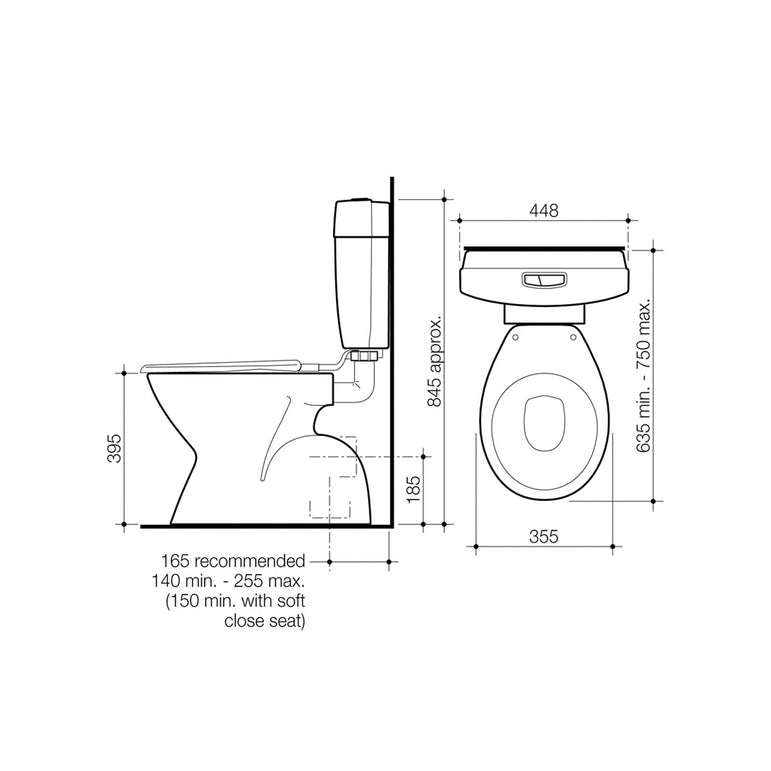 Slimline Connector Toilet Suite P Trap