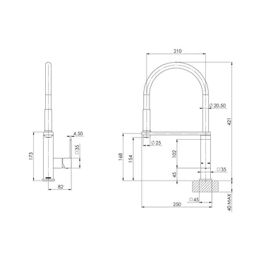 Vezz Flexible Hose Sink Mixer Square Chrome 5 Star/6 LPM